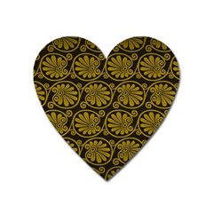 Yellow Floral Pattern Floral Greek Ornaments Heart Magnet by nateshop