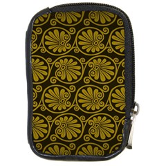 Yellow Floral Pattern Floral Greek Ornaments Compact Camera Leather Case by nateshop