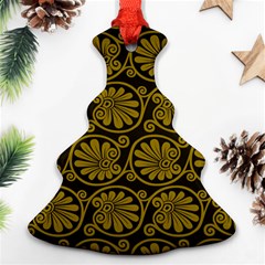 Yellow Floral Pattern Floral Greek Ornaments Christmas Tree Ornament (two Sides) by nateshop