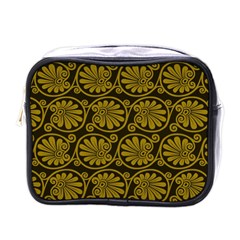 Yellow Floral Pattern Floral Greek Ornaments Mini Toiletries Bag (one Side) by nateshop