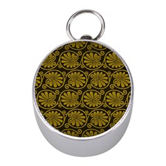 Yellow Floral Pattern Floral Greek Ornaments Mini Silver Compasses by nateshop