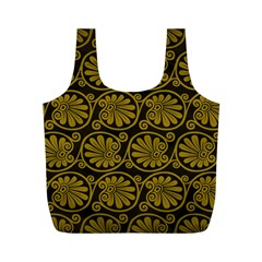 Yellow Floral Pattern Floral Greek Ornaments Full Print Recycle Bag (m) by nateshop