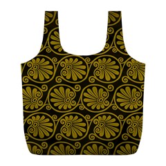 Yellow Floral Pattern Floral Greek Ornaments Full Print Recycle Bag (l) by nateshop