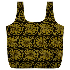 Yellow Floral Pattern Floral Greek Ornaments Full Print Recycle Bag (xl) by nateshop