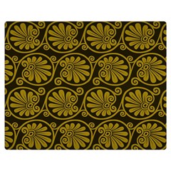 Yellow Floral Pattern Floral Greek Ornaments Two Sides Premium Plush Fleece Blanket (medium) by nateshop