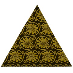 Yellow Floral Pattern Floral Greek Ornaments Wooden Puzzle Triangle by nateshop