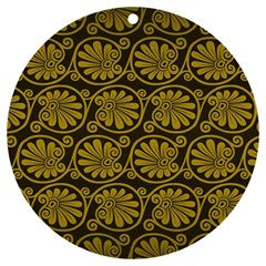 Yellow Floral Pattern Floral Greek Ornaments Uv Print Acrylic Ornament Round by nateshop