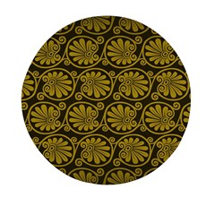 Yellow Floral Pattern Floral Greek Ornaments Mini Round Pill Box by nateshop