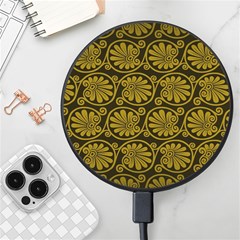 Yellow Floral Pattern Floral Greek Ornaments Wireless Fast Charger(black) by nateshop