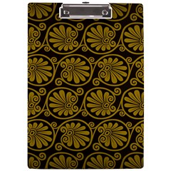 Yellow Floral Pattern Floral Greek Ornaments A4 Acrylic Clipboard by nateshop