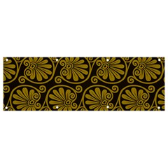 Yellow Floral Pattern Floral Greek Ornaments Banner And Sign 9  X 3  by nateshop