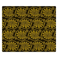 Yellow Floral Pattern Floral Greek Ornaments Premium Plush Fleece Blanket (small) by nateshop