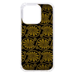 Yellow Floral Pattern Floral Greek Ornaments Iphone 14 Pro Tpu Uv Print Case by nateshop