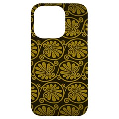 Yellow Floral Pattern Floral Greek Ornaments Iphone 14 Pro Black Uv Print Case by nateshop