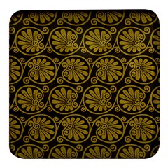 Yellow Floral Pattern Floral Greek Ornaments Square Glass Fridge Magnet (4 Pack) by nateshop