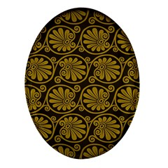 Yellow Floral Pattern Floral Greek Ornaments Oval Glass Fridge Magnet (4 Pack) by nateshop