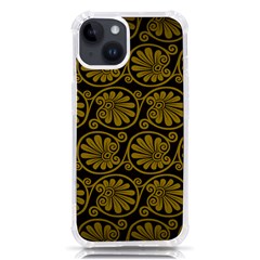 Yellow Floral Pattern Floral Greek Ornaments Iphone 14 Tpu Uv Print Case by nateshop