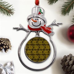 Yellow Floral Pattern Floral Greek Ornaments Metal Snowman Ornament by nateshop