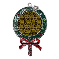 Yellow Floral Pattern Floral Greek Ornaments Metal X mas Lollipop With Crystal Ornament by nateshop