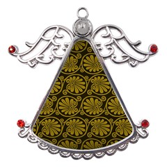 Yellow Floral Pattern Floral Greek Ornaments Metal Angel With Crystal Ornament by nateshop