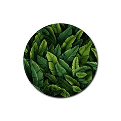 Green Leaves Rubber Coaster (round) by goljakoff