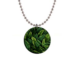 Green Leaves 1  Button Necklace by goljakoff