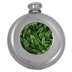 Green Leaves Round Hip Flask (5 Oz) by goljakoff