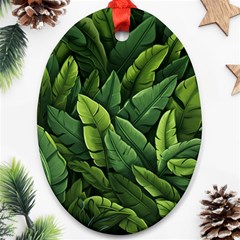 Green Leaves Oval Ornament (two Sides) by goljakoff