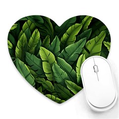 Green Leaves Heart Mousepad by goljakoff