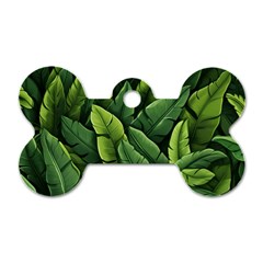 Green Leaves Dog Tag Bone (two Sides) by goljakoff