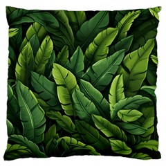 Green Leaves Large Cushion Case (one Side) by goljakoff