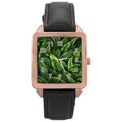 Green Leaves Rose Gold Leather Watch  by goljakoff