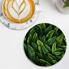 Green Leaves Uv Print Round Tile Coaster by goljakoff