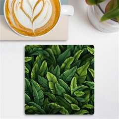 Green Leaves Uv Print Square Tile Coaster  by goljakoff