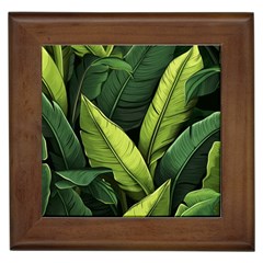 Banana Leaves Pattern Framed Tile by goljakoff