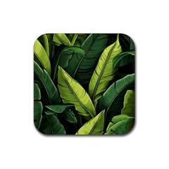 Banana Leaves Pattern Rubber Coaster (square) by goljakoff