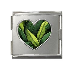 Banana Leaves Pattern Mega Link Heart Italian Charm (18mm) by goljakoff