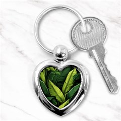 Banana Leaves Pattern Key Chain (heart) by goljakoff