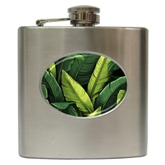 Banana Leaves Pattern Hip Flask (6 Oz) by goljakoff