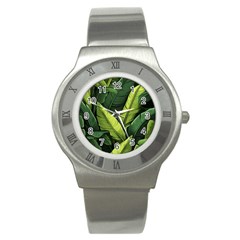 Banana Leaves Pattern Stainless Steel Watch by goljakoff