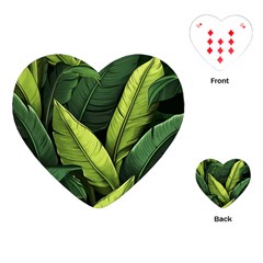 Banana Leaves Pattern Playing Cards Single Design (heart)