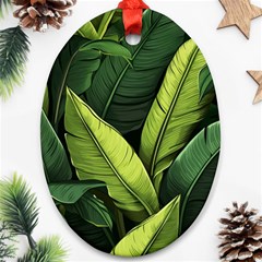 Banana Leaves Pattern Oval Ornament (two Sides)