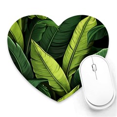 Banana Leaves Pattern Heart Mousepad by goljakoff