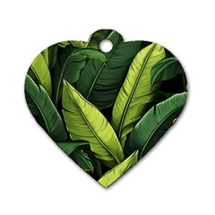 Banana Leaves Pattern Dog Tag Heart (one Side) by goljakoff