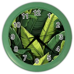 Banana Leaves Pattern Color Wall Clock by goljakoff