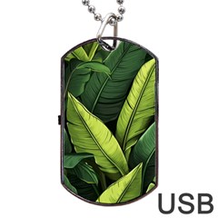 Banana Leaves Pattern Dog Tag Usb Flash (one Side) by goljakoff