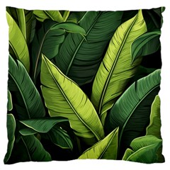 Banana Leaves Pattern Large Cushion Case (two Sides) by goljakoff