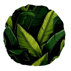 Banana Leaves Pattern Large 18  Premium Round Cushions by goljakoff