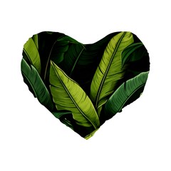 Banana Leaves Pattern Standard 16  Premium Heart Shape Cushions by goljakoff