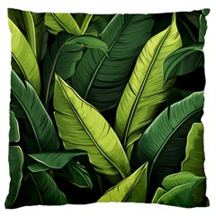 Banana Leaves Pattern Standard Premium Plush Fleece Cushion Case (one Side) by goljakoff